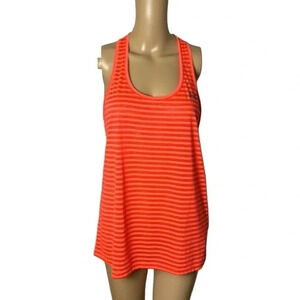NWT Under  Armour Threadborne red& coral striped racerback tank top . loose cut
